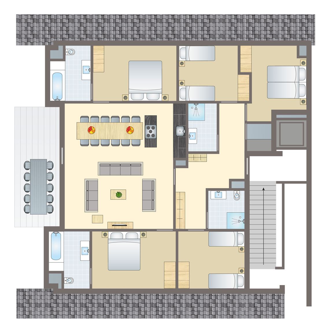 Plattegrond van 10-12-persoons appartement