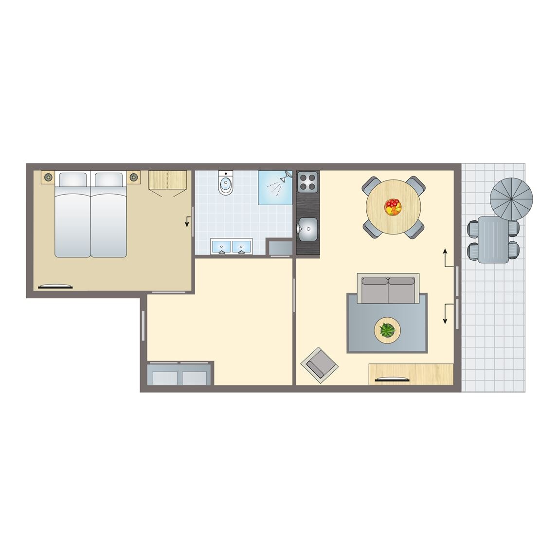 Plattegrond van 2-persoons bungalow