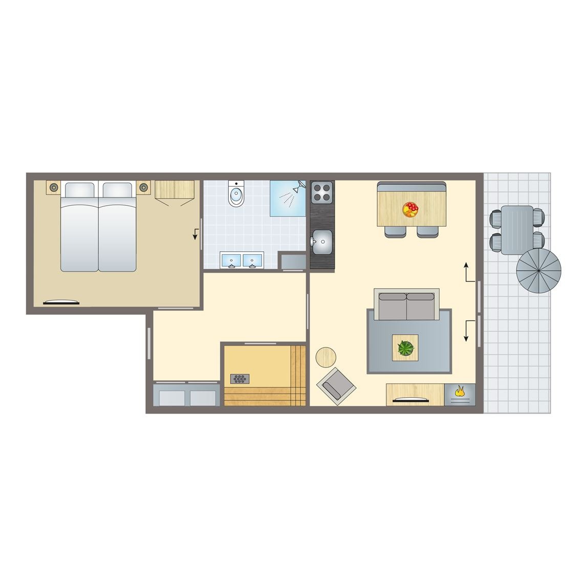Plattegrond van 2-persoons bungalow