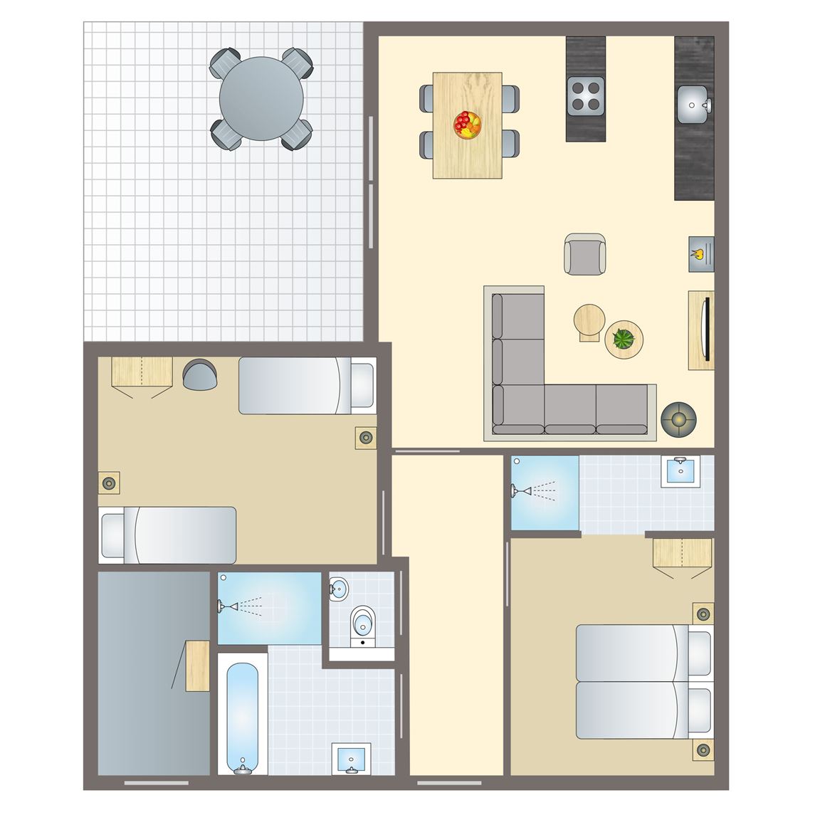Plattegrond van 4-persoons bungalow