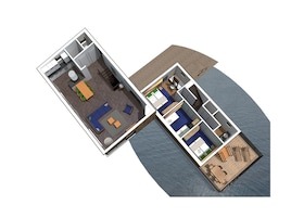 Plattegrond van 6-persoons Woonboot