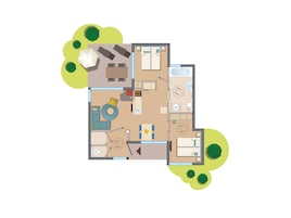 Plattegrond van 4-persoons Rolstoelvriendelijk Premium cottage