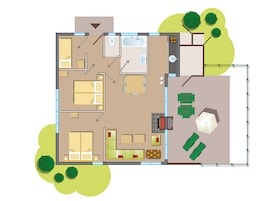 Plattegrond van 5-persoons Comfort Honden cottage