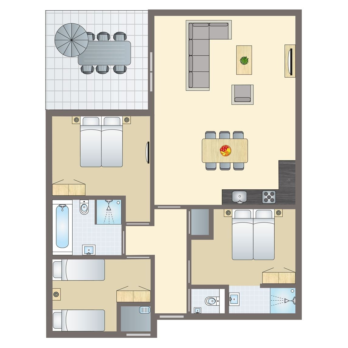Plattegrond van 6-persoons woning