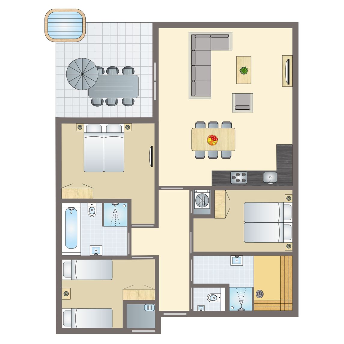 Plattegrond van 6-persoons woning