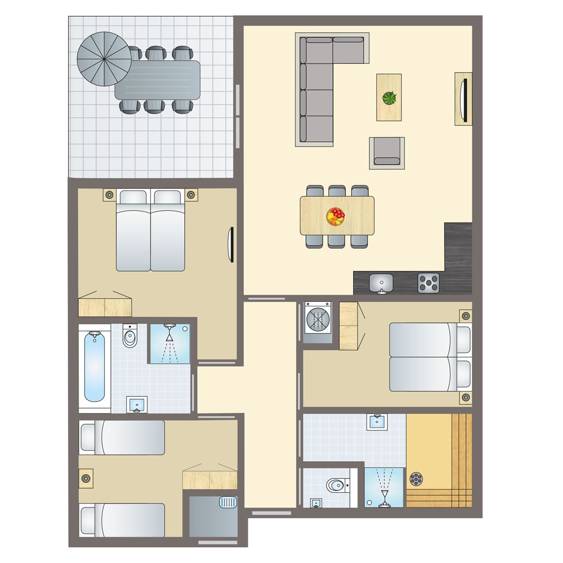 Plattegrond van 6-persoons woning