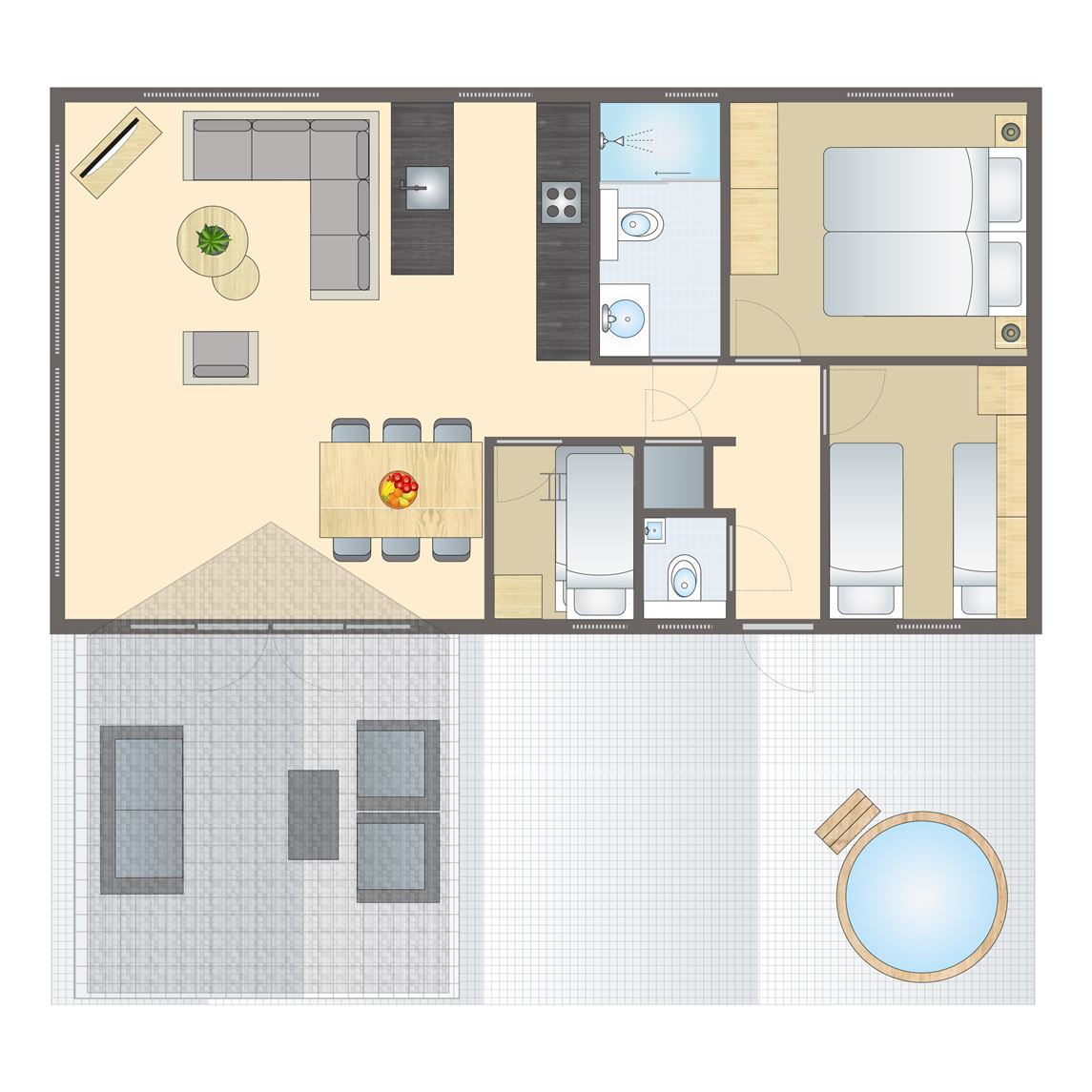 Plattegrond van 6-persoons Cottage Hottub