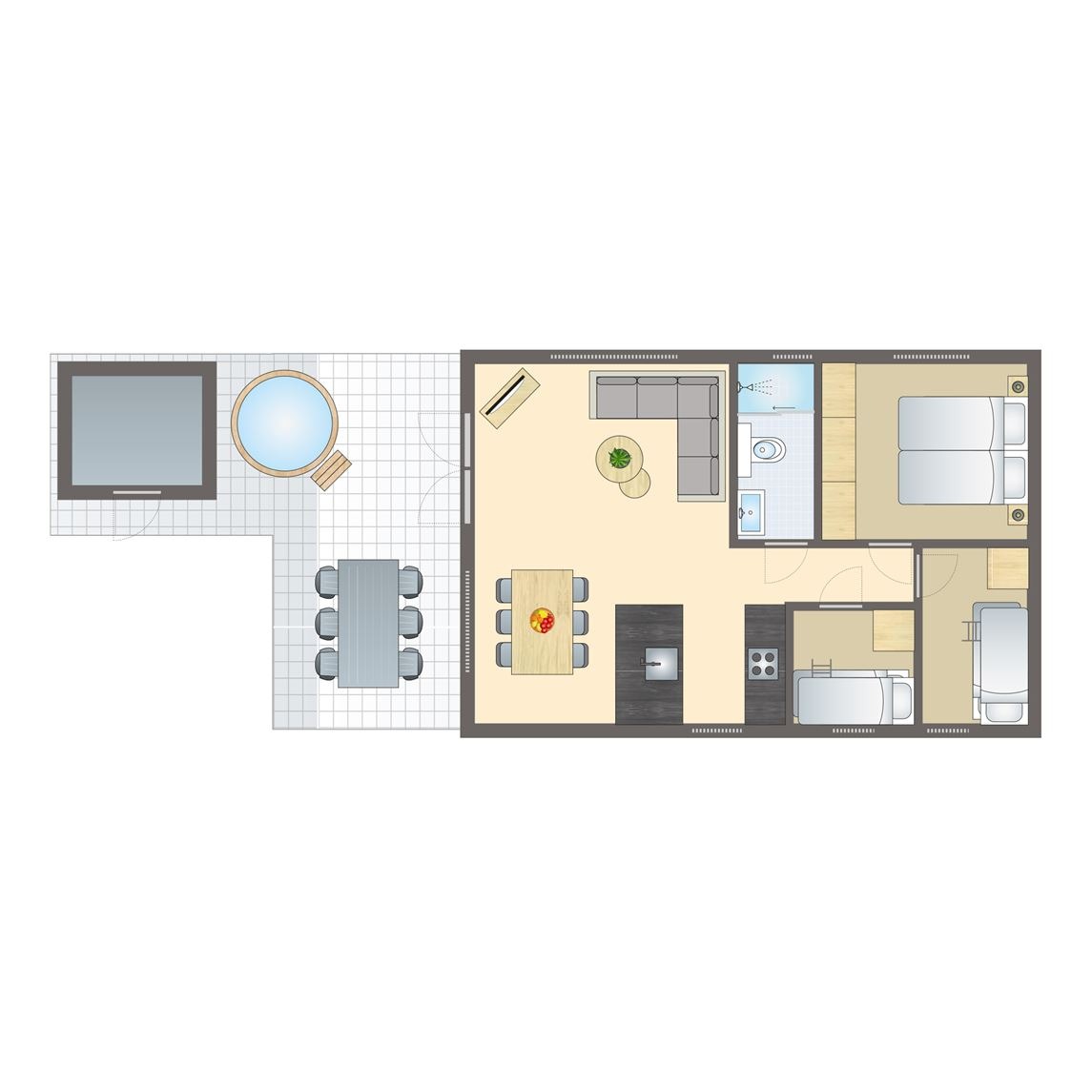 Plattegrond van 2-6-persoons Lodge Hottub