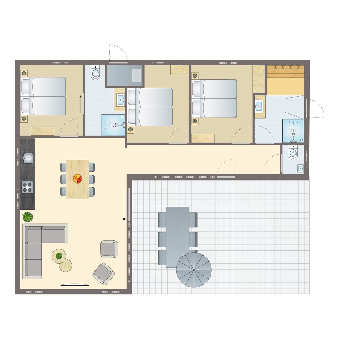 Plattegrond van 6-persoons lodge