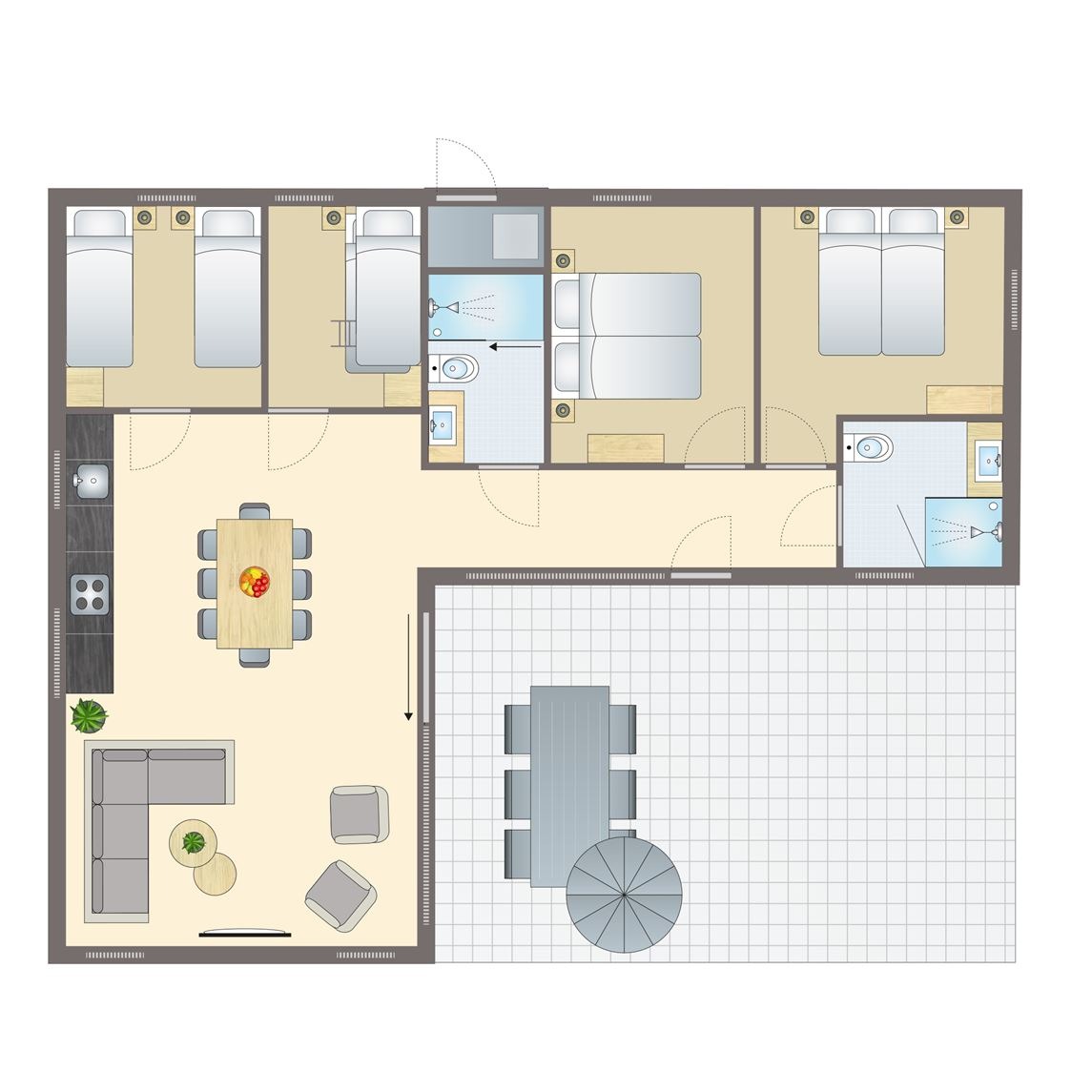 Plattegrond van 8-persoons lodge
