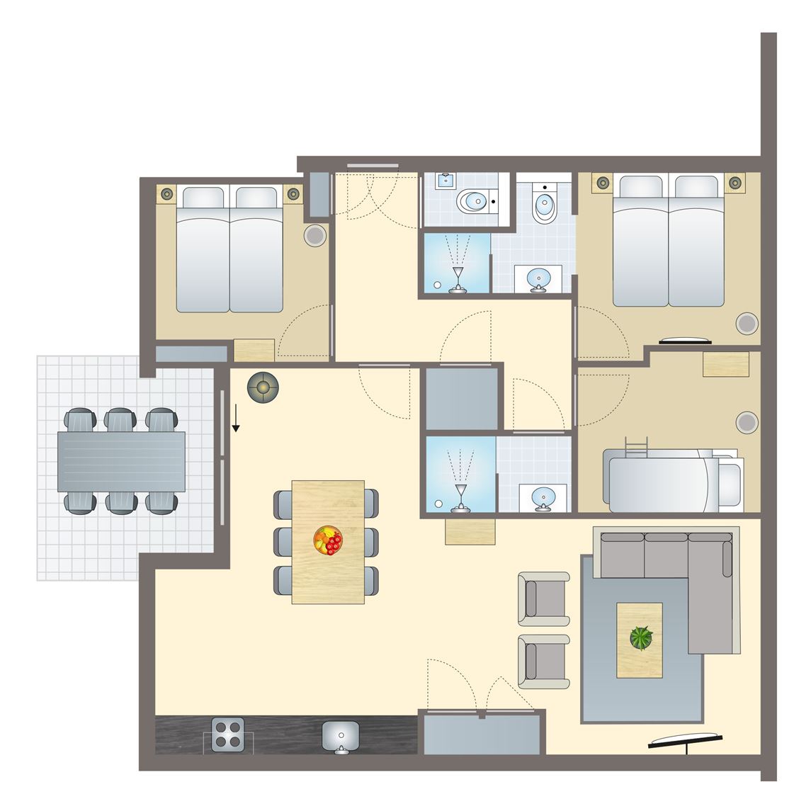 4-6-persoons appartement bij Strandappartementen Kaap West