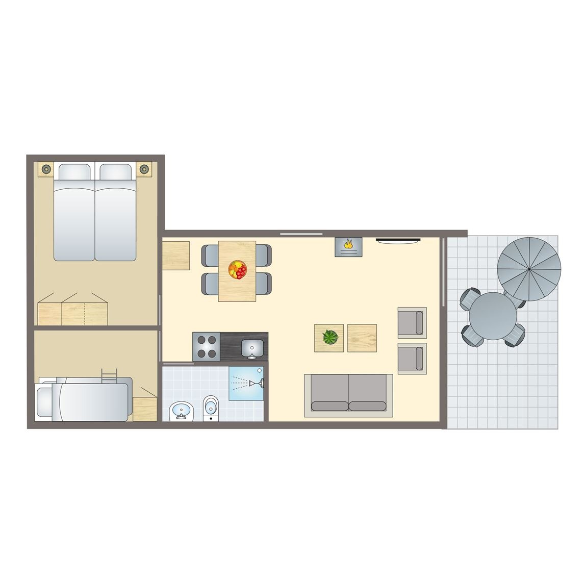 Plattegrond van 4-persoons bungalow