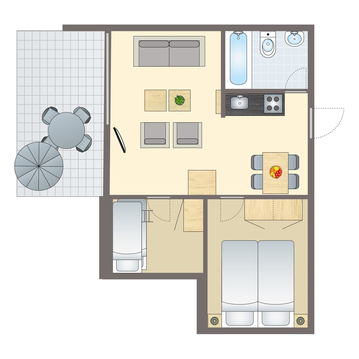 Plattegrond van 4-persoons bungalow
