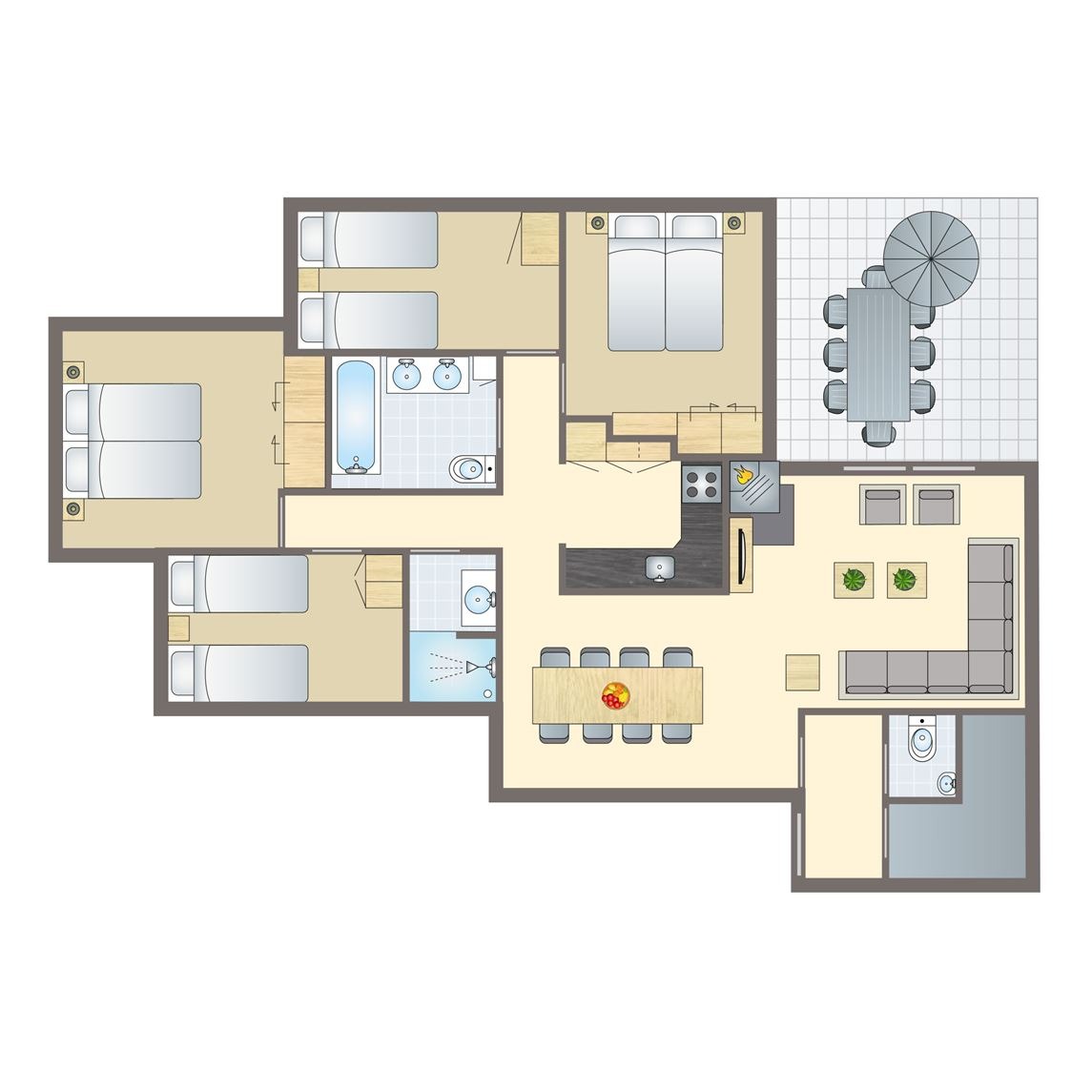 Plattegrond van 8-persoons bungalow
