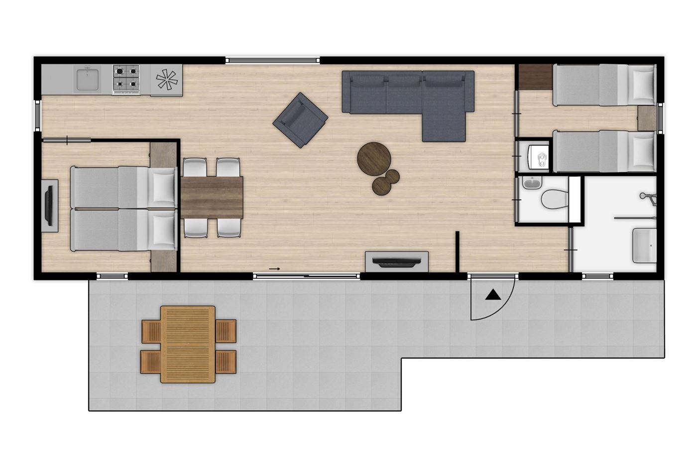 Plattegrond van 4-persoons Lodge 8