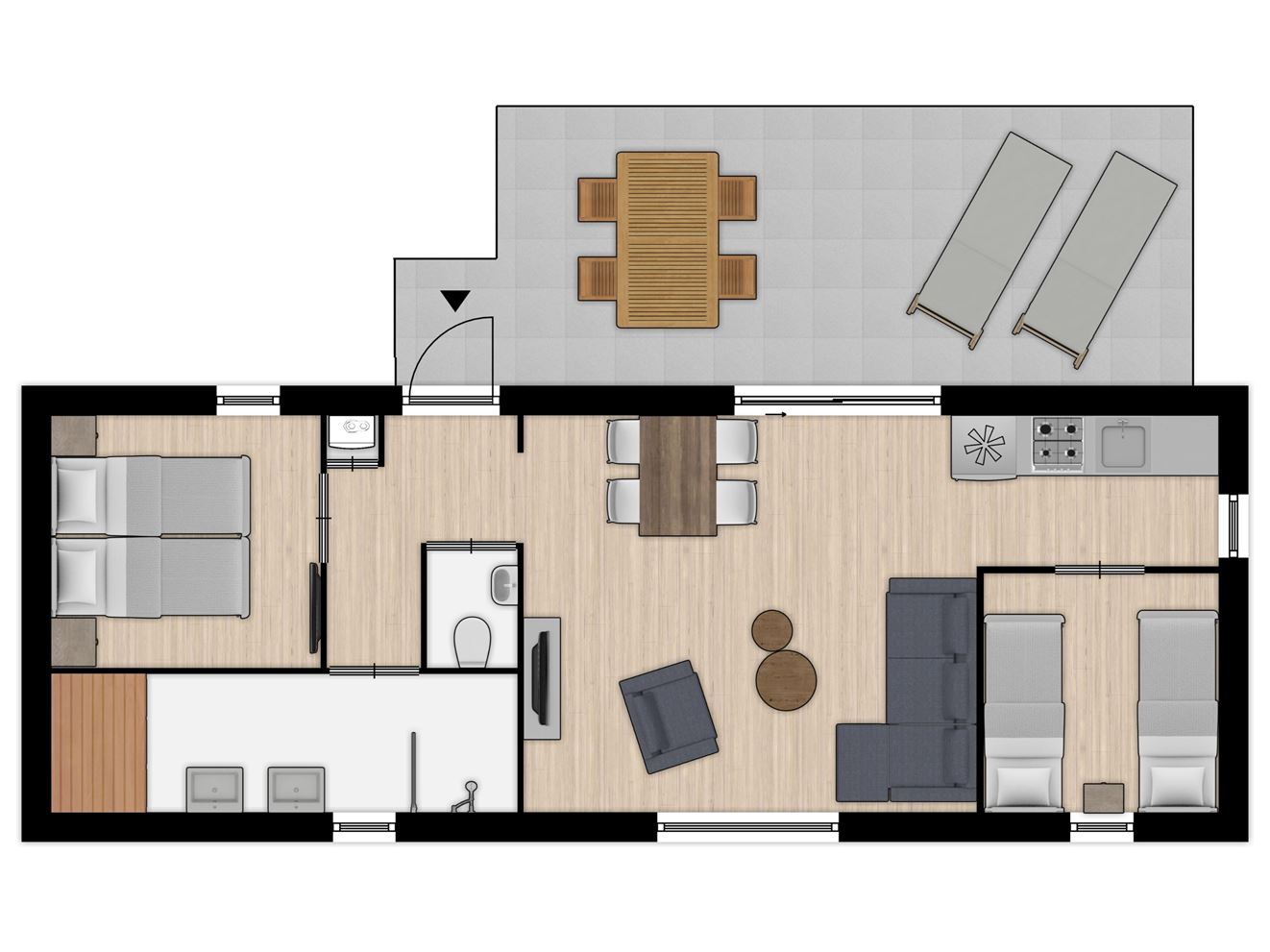 Plattegrond van 4-persoons Lodge 4
