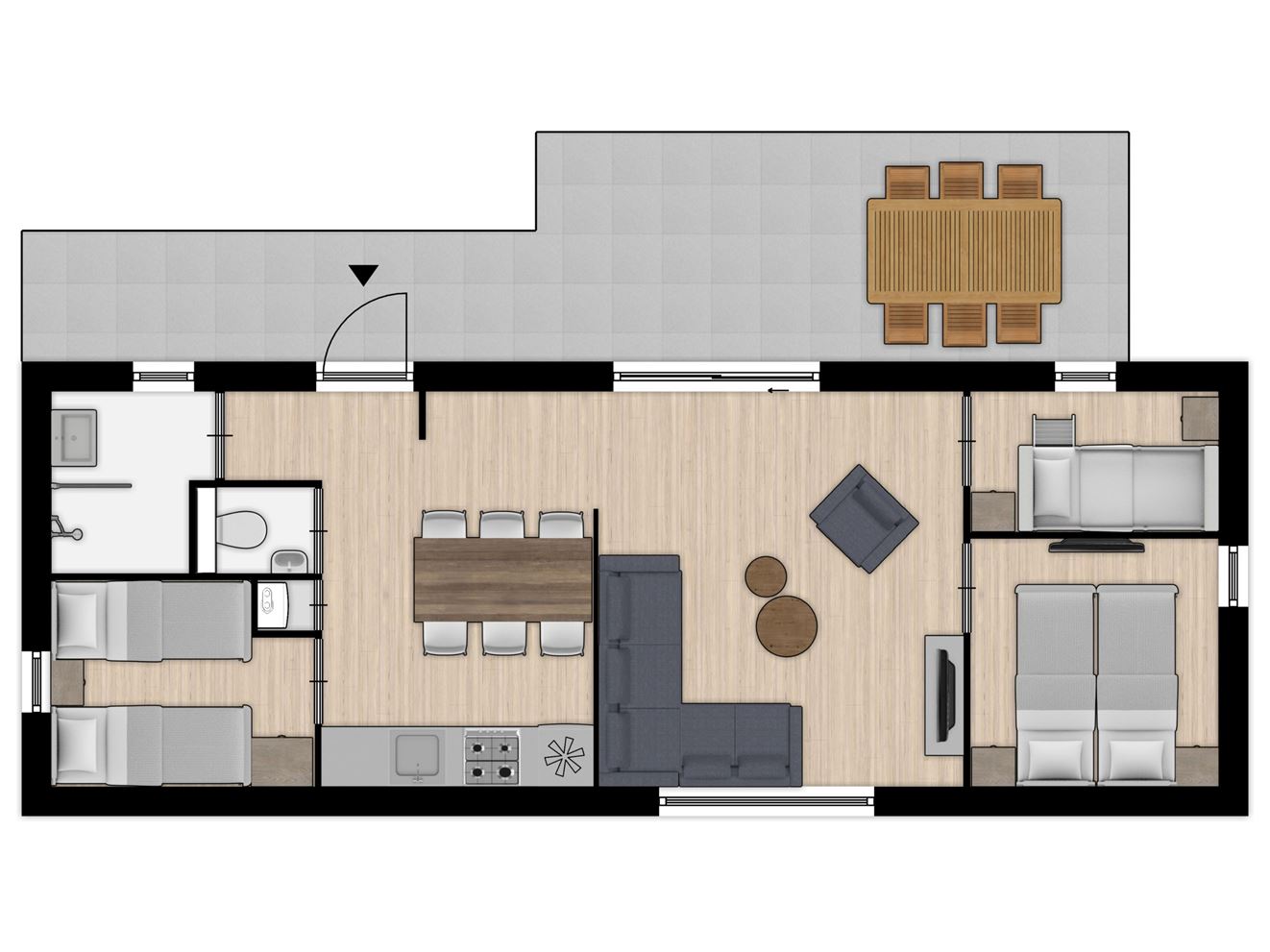 Plattegrond van 6-persoons Lodge 5