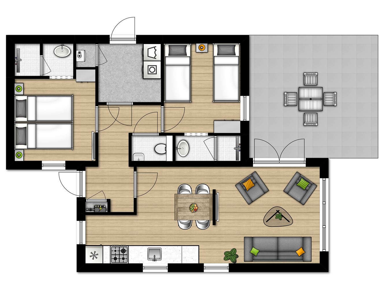 Plattegrond van 4-persoons Lodge 6