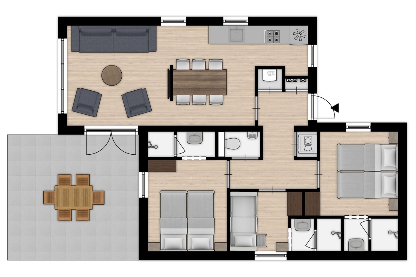 Plattegrond van 6-persoons Lodge 4