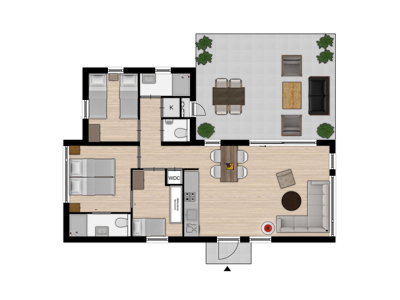 Plattegrond van 4+1-persoons Babylodge