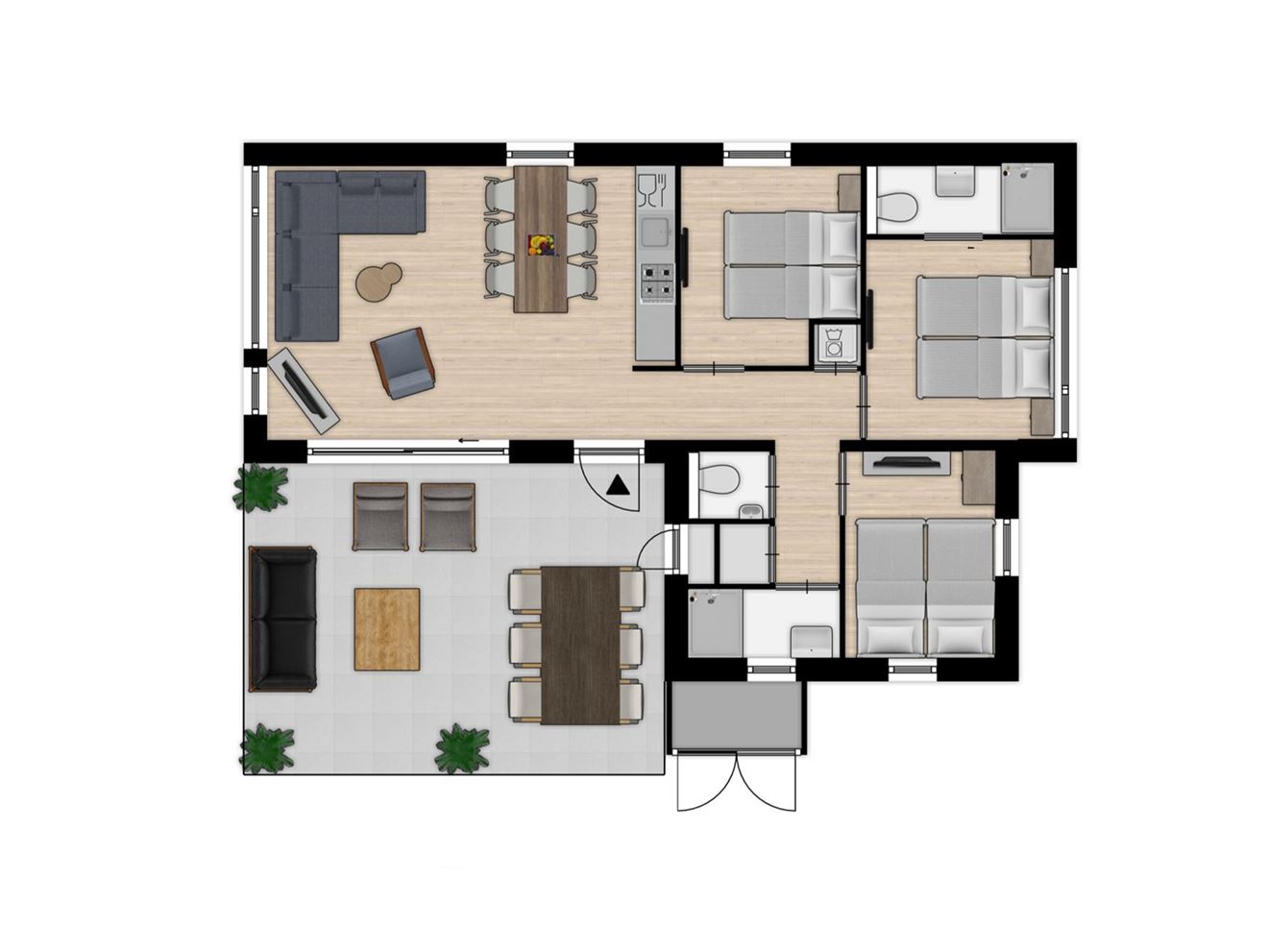 Plattegrond van 6-persoons Lodge 3