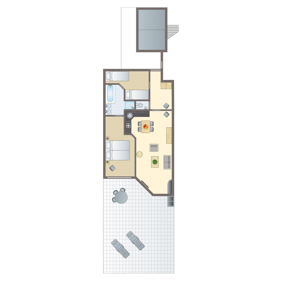 Plattegrond van 4-persoons appartement
