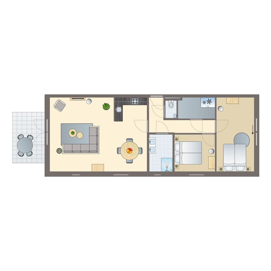 Plattegrond van 4-persoons Heerenhuisappartement