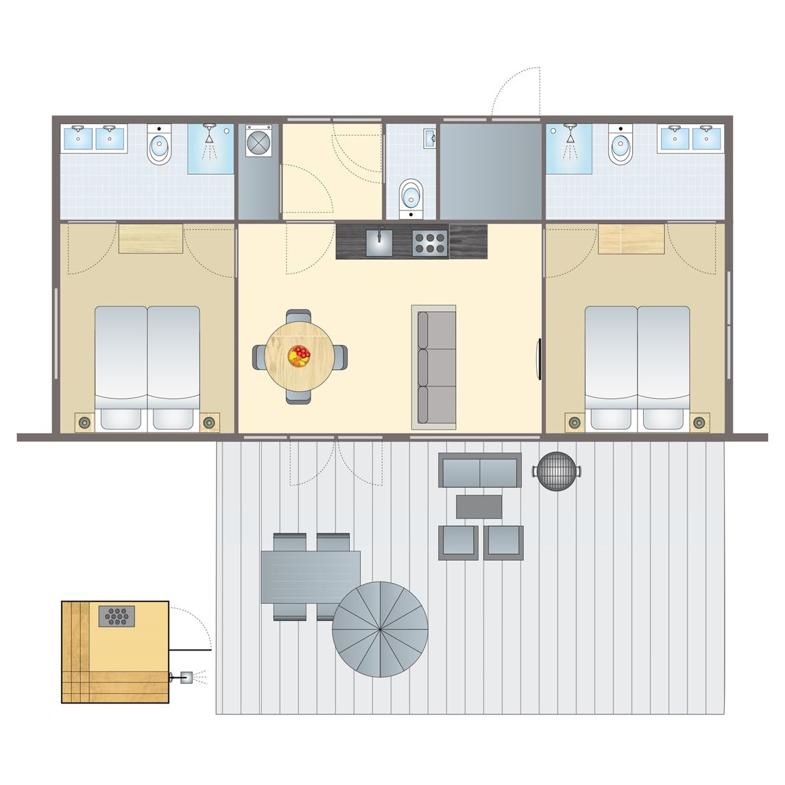 4-pers. sauna villa bij Resort Roodewoud