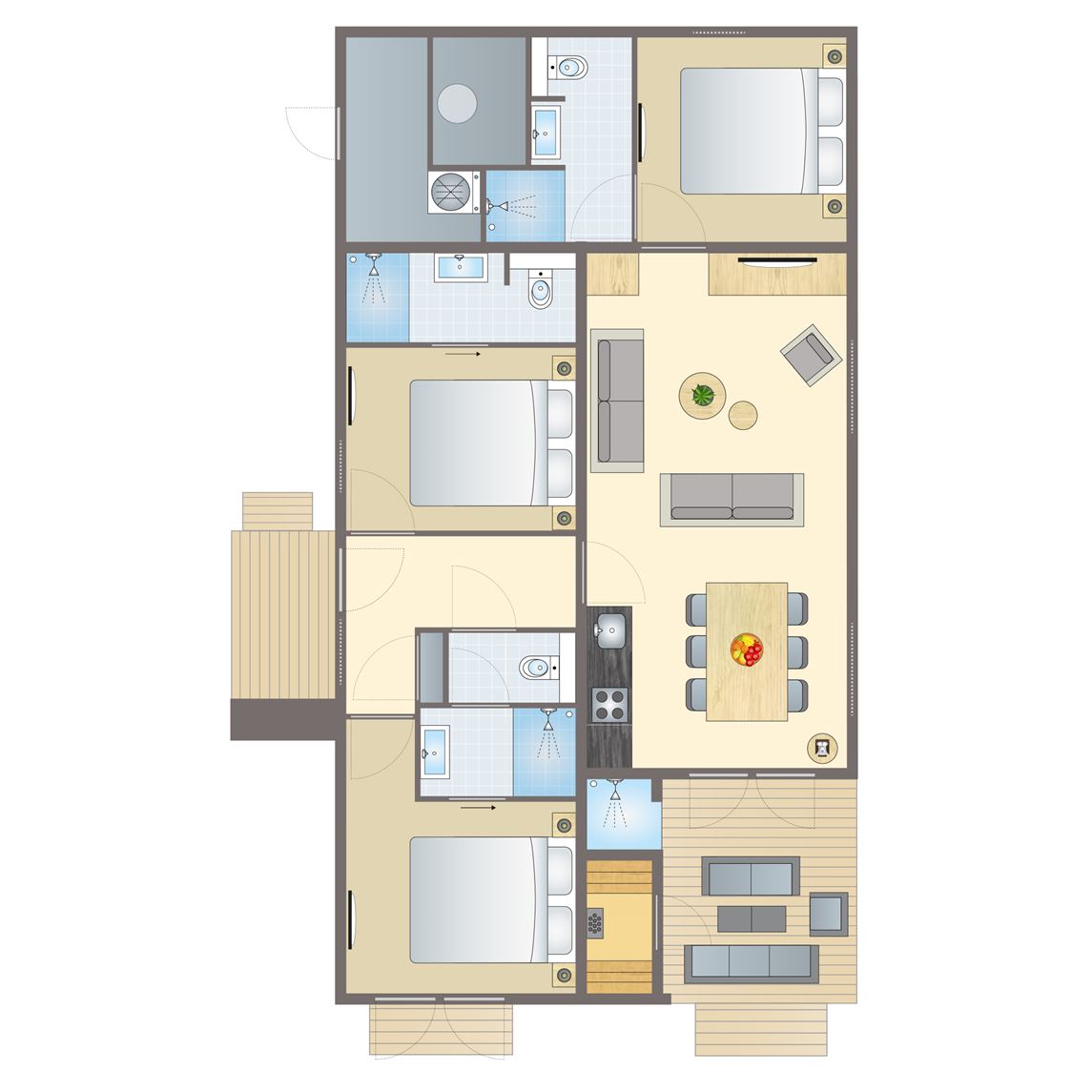 Plattegrond van 6-persoons woning